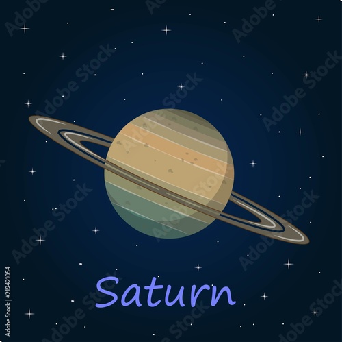 Fototapeta Naklejka Na Ścianę i Meble -  Saturn is the sixth planet from the Sun and the second-largest in the Solar System, after Jupiter. It is a gas giant with an average radius about nine times that of Earth.