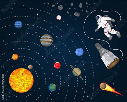 Fototapeta Naklejka Na Ścianę i Meble -  An astronaut or cosmonaut is a person trained by a human spaceflight program to command, pilot, or serve as a crew member of a spacecraft.