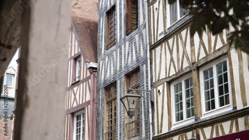 Medieval houess in France - Rouen city centre, Europe - close up