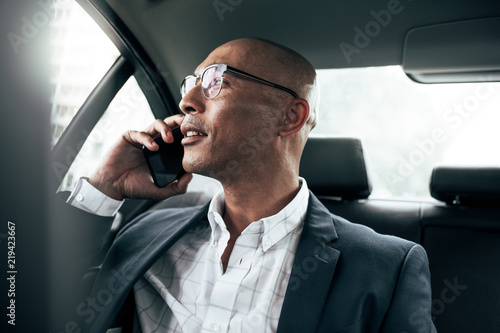 Businessman talking on mobile phone sitting in car © Jacob Lund