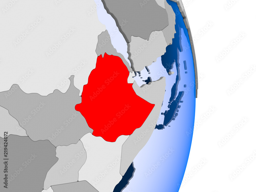 Fototapeta premium Ethiopia on globe
