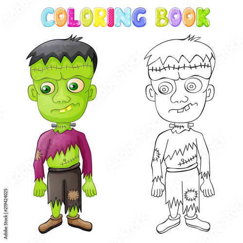Coloring spooky Frankenstein for Halloween