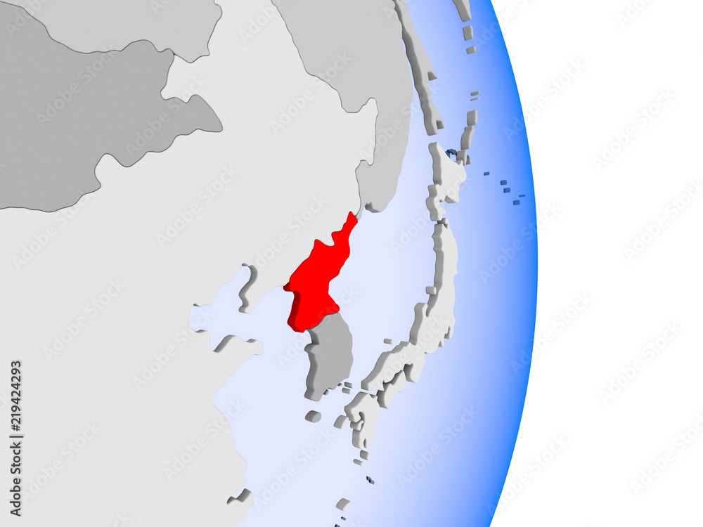 Fototapeta premium North Korea on globe