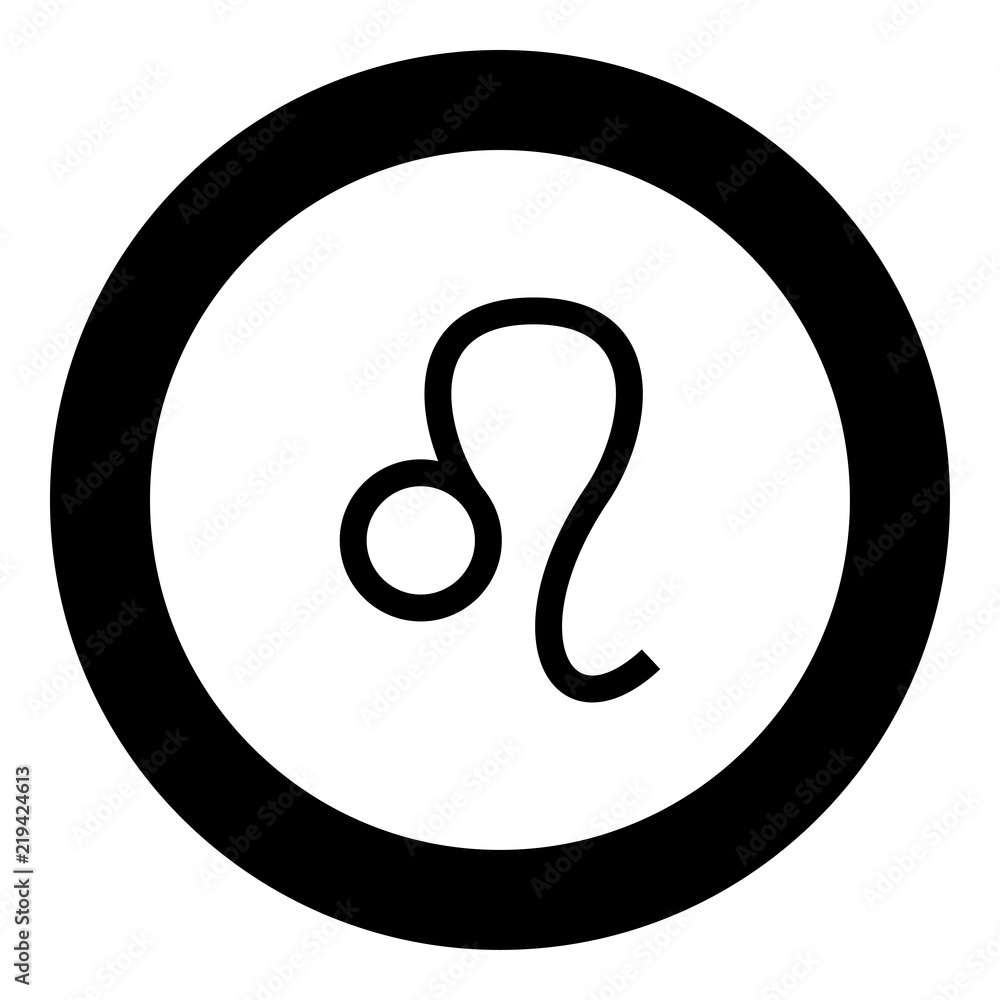 Lion symbol zodiac icon black color in round circle Lion symbol zodiac icon black color in round circle