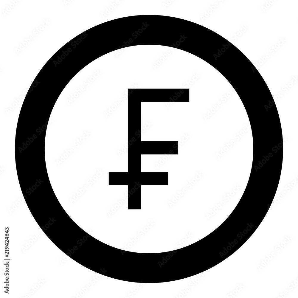 Franc symbol icon black color in round circle Franc symbol icon black color in round circle