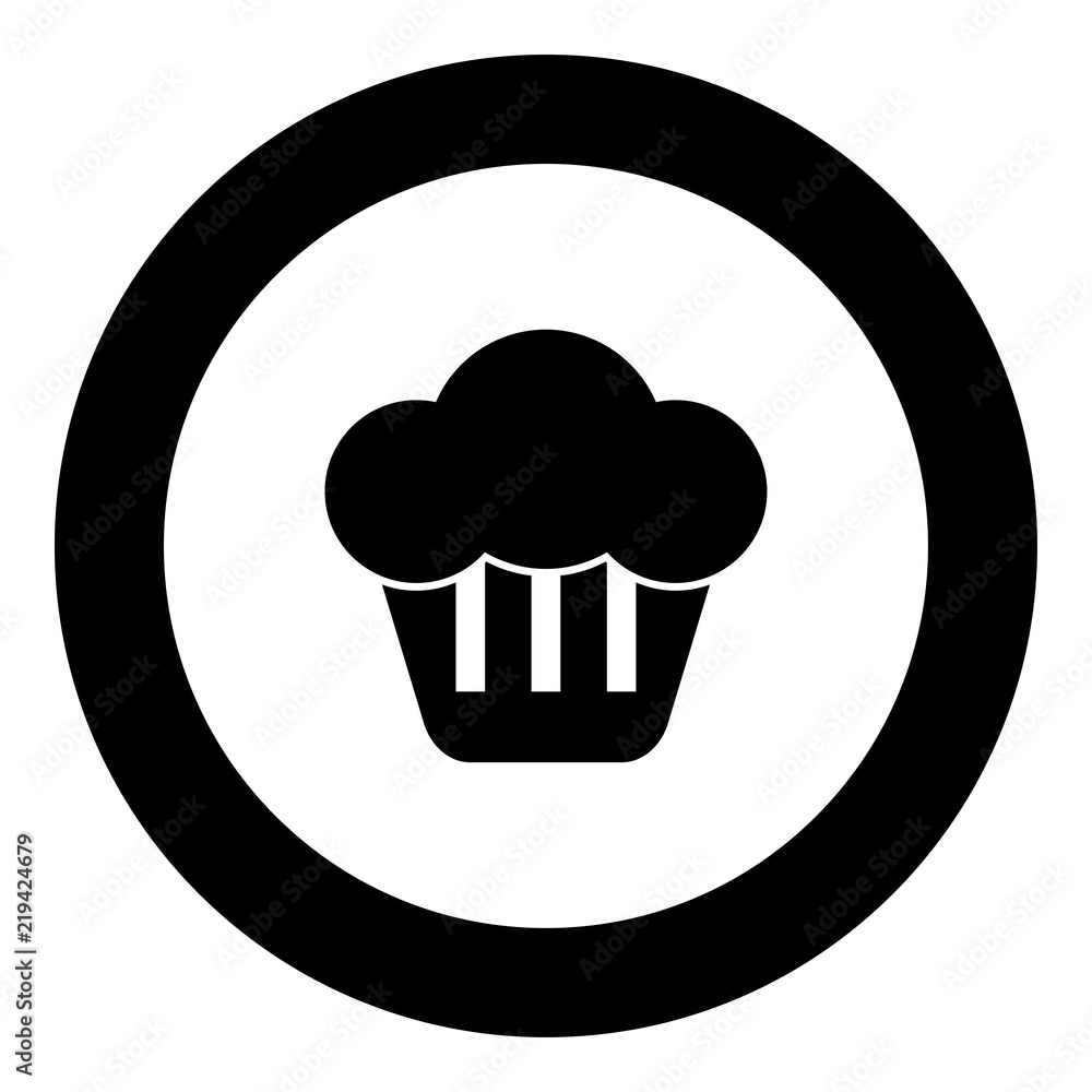 Cupcake icon black color in round circle Cupcake icon black color in round circle