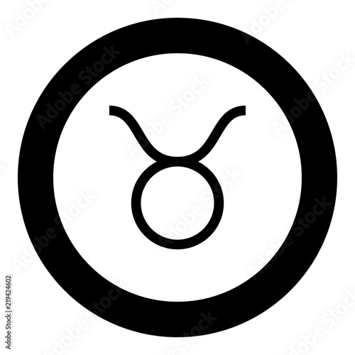 Taurus symbol icon black color in round circle