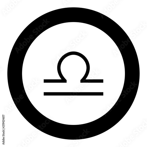 Libra symbol zodiac icon black color in round circle