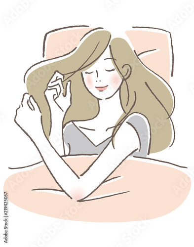 寝る　女性