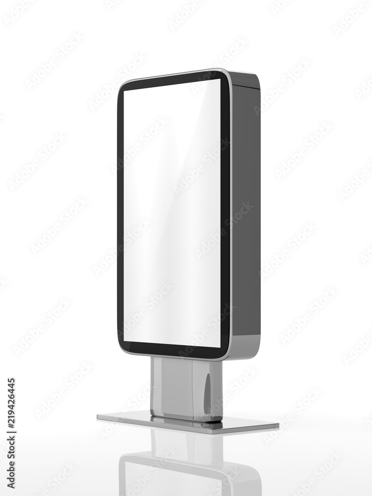 Outdoor Advertising Stand Display (empty banner lightbox) - mockup template isolated on white. 3D rendering Outdoor Advertising Stand Display (empty banner lightbox) - mockup template isolated on white. 3D rendering