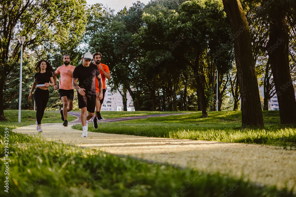 Obraz premium Group of people running in the park