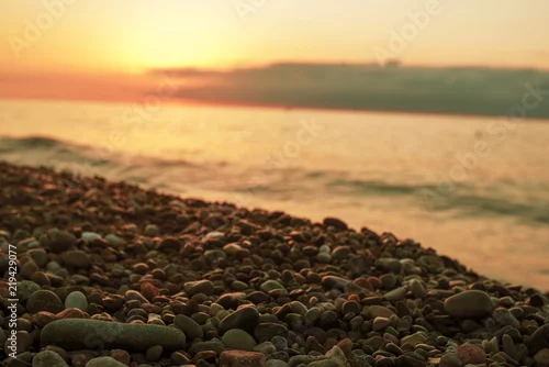 Obraz Zachód słońca nad Morzem Czarnym. Zdjęcie stonowane vintage.
