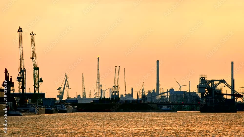 Port of Antwerp on sunset. Antwerp, Belgium Port of Antwerp on sunset. Antwerp, Belgium