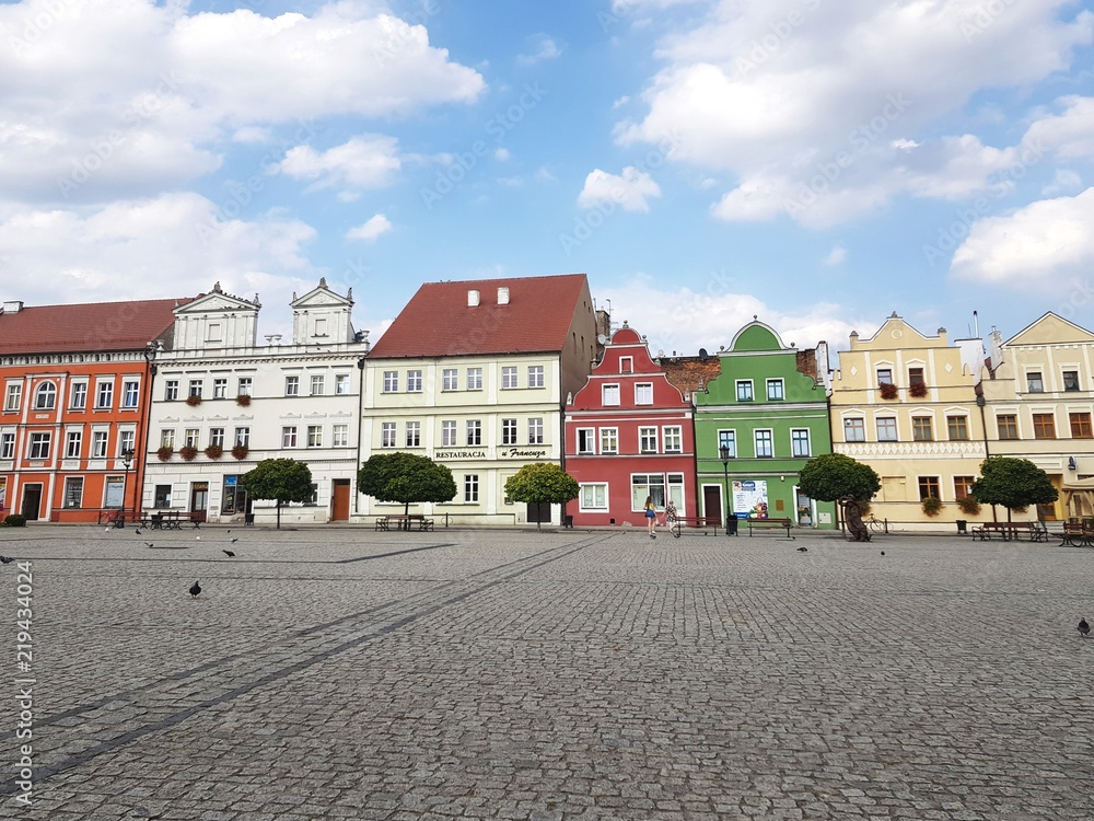 Main square in Bytom Odrzanski, Poland