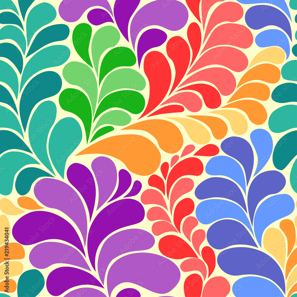 Abstract vibrant hippie 60s seamless vector pattern