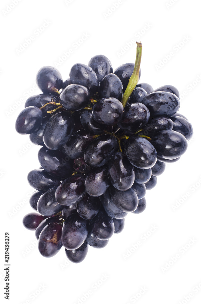 Branch of black ripe grapes on white background Branch of black ripe grapes on white background