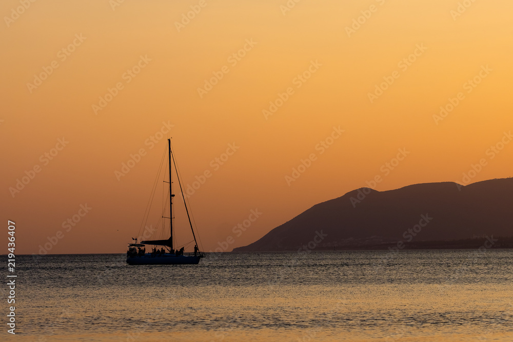 Yacht on the sea during sunset