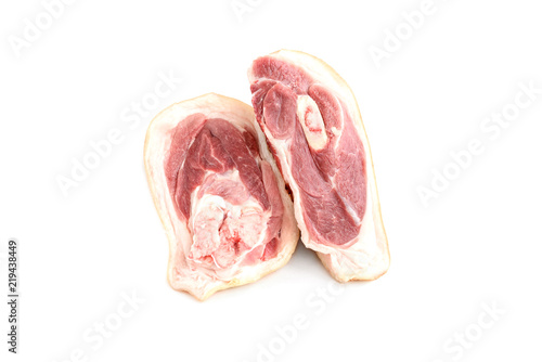 Canvas Print Raw pork knuckle isolated on white background