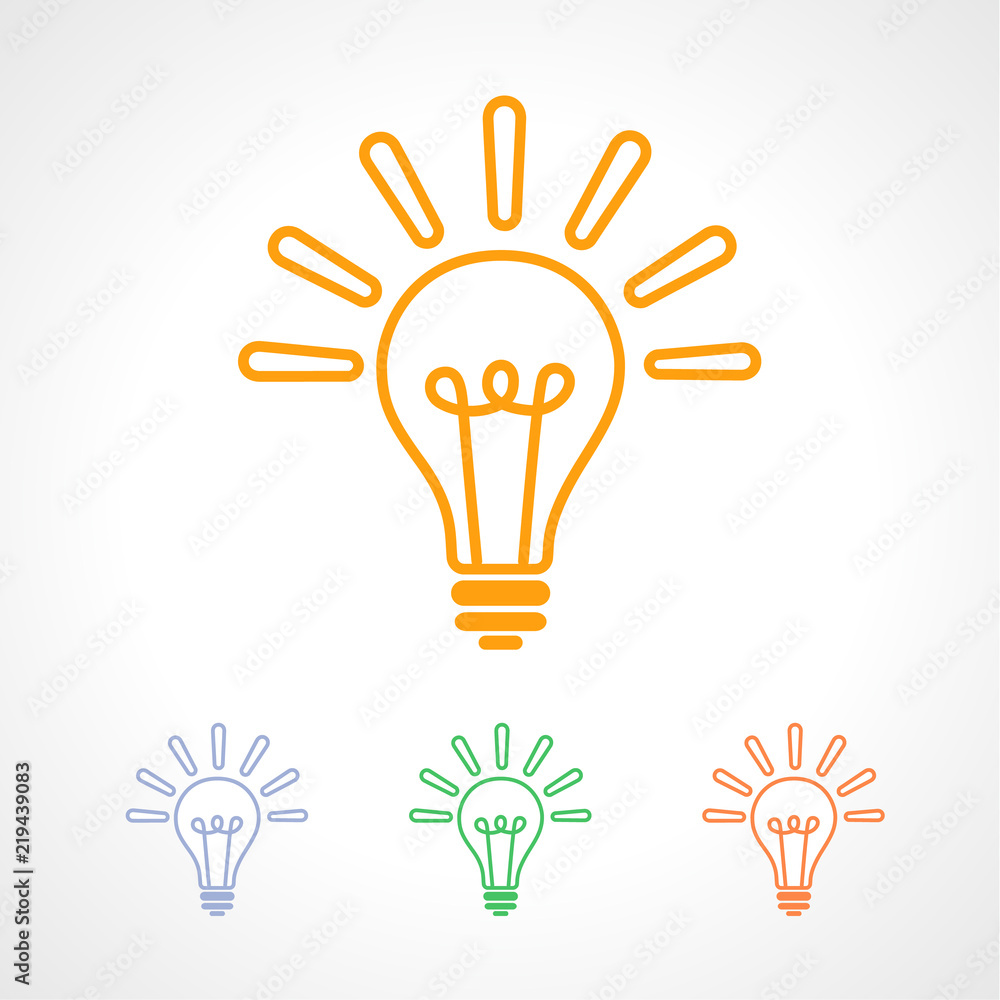 Good ideas colored line art icon. Solution symbol, shine lamp colorful vector illustration Good ideas colored line art icon. Solution symbol, shine lamp colorful vector illustration