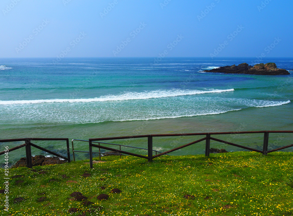 Fototapeta premium Landscape of the beach in Tapia de Casariego - Asturias, Spain