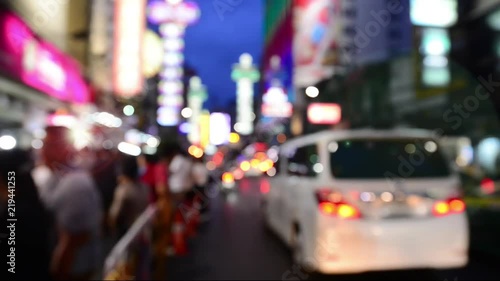 Wallpaper Mural Yaowarat street atmosphere,blurred for background. Defocused  cityscape of bangkok china town at night full of tourists and traffic with light bokeh and lens flare effect.  Torontodigital.ca