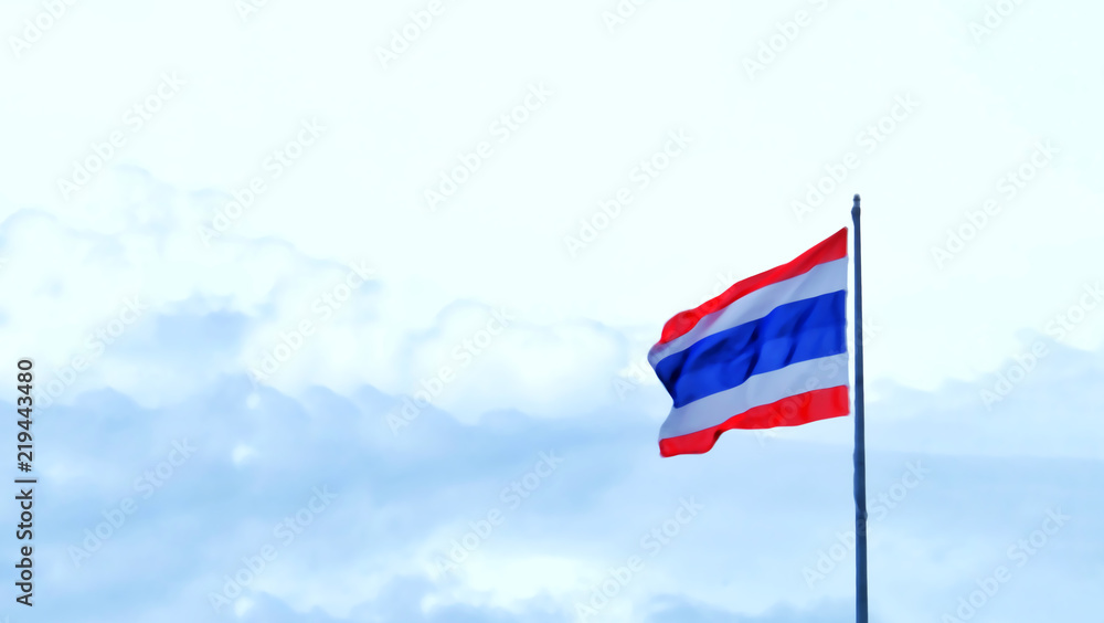Thai flag on the sky background