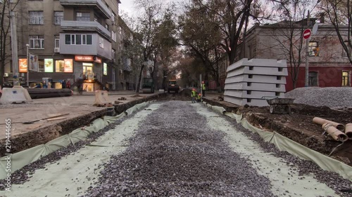 Wallpaper Mural Work bulldozer on the construction of a road timelapse Torontodigital.ca