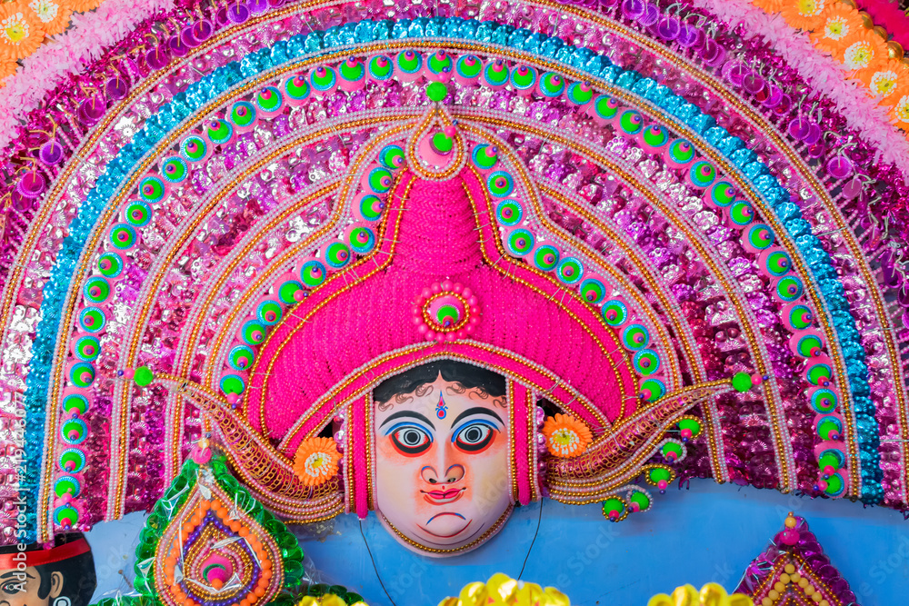 Obraz premium Chhau or Chhou masks on diaplay for sale