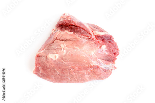 Raw pork meat (ham) isolated on white background.