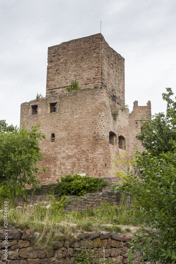 07/15/2018 Eguisheim France. Ruin of Eguishem castle in Alsace France