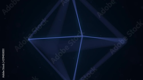 Blue Platonic solid octahedron rotating. Computer graphics related loopable motion background photo