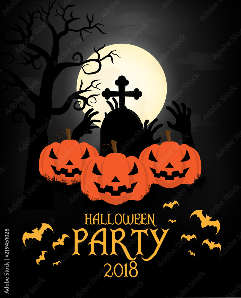 Design of Halloween Party text for halloween day and card or background
