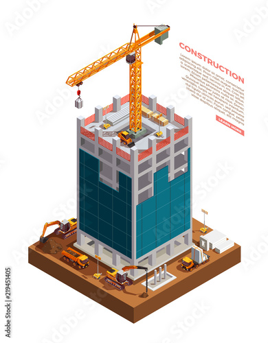 Construction Equipment Isometric Composition