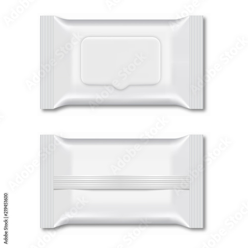 Blank of wet wipe flow packing for your design. Vector.