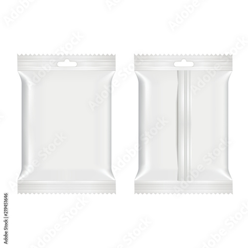 Realistic food snack pillow bags. Mock up. Vector