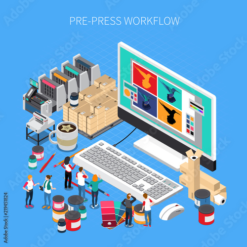 Printing House Isometric Composition  photo