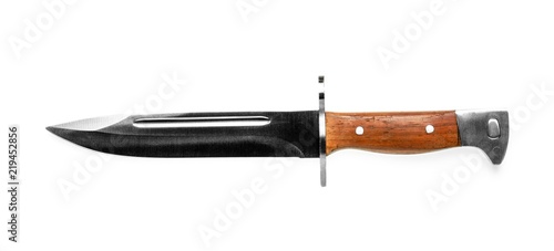 Photographie vintage combat knife bayonet isolated on white background.