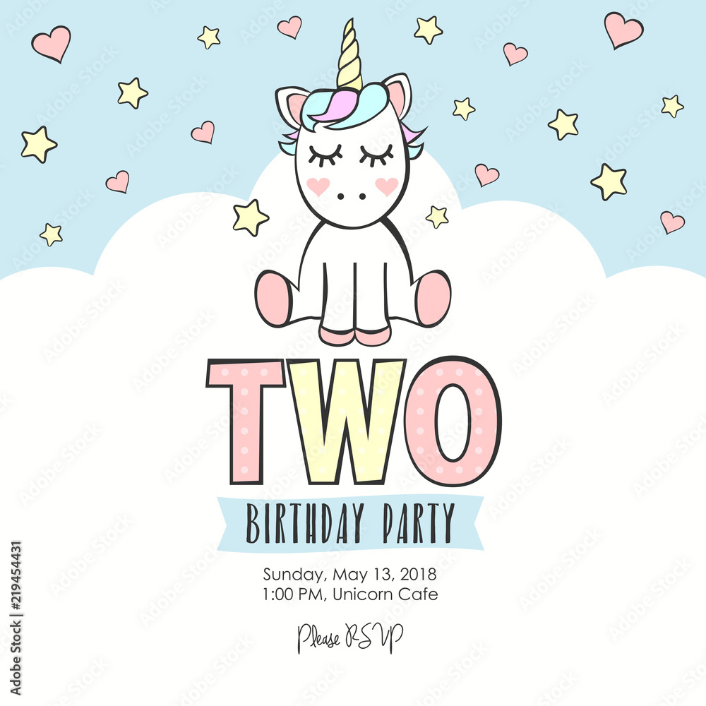 Birthday party invitation with unicorn Birthday party invitation with unicorn