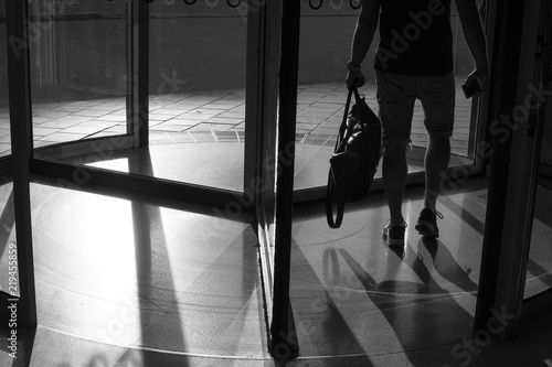 Revolving door in black and white
