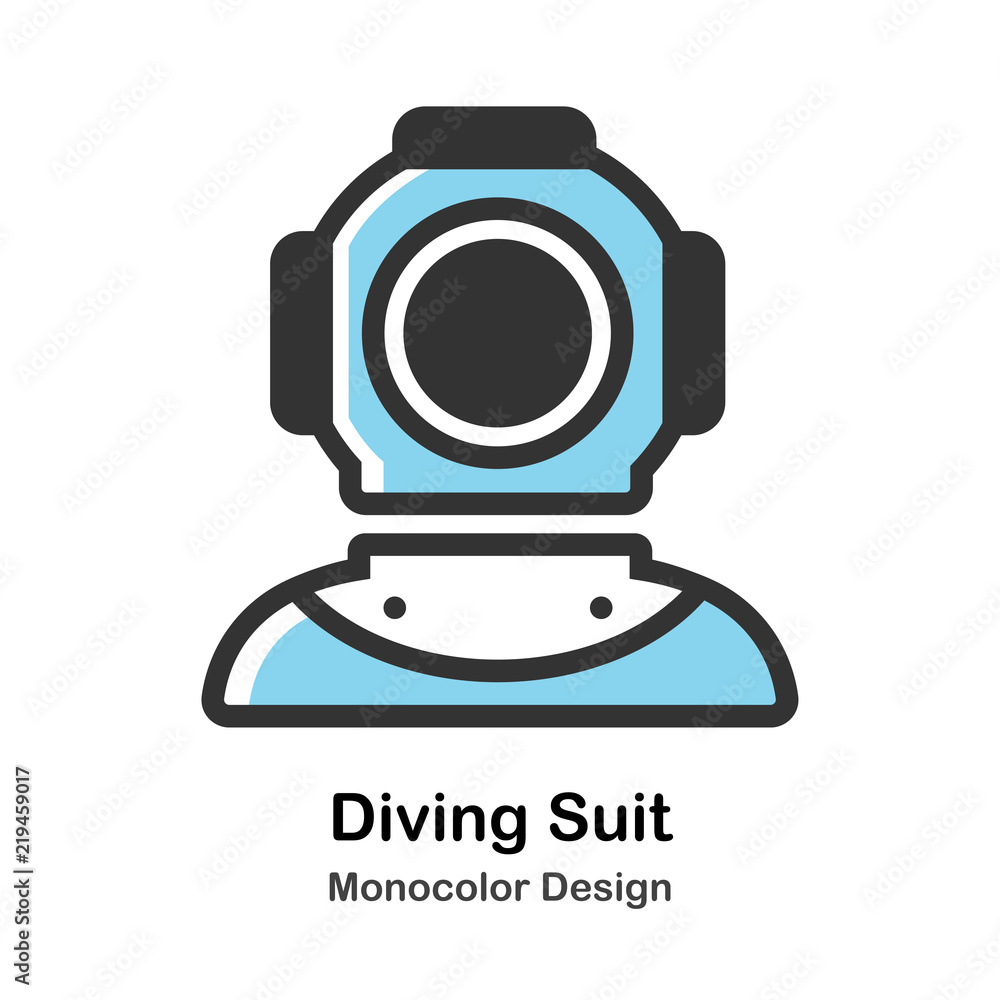 Fototapeta premium Ancient Diving Suit Monocolor Illustration