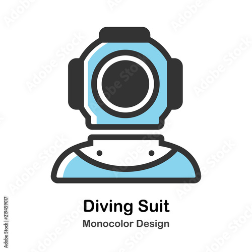 Ancient Diving Suit Monocolor Illustration