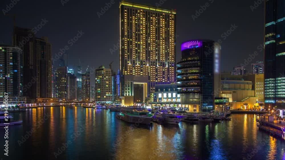 Time Lapse Marina Dubai from bridge. pan up Time Lapse Marina Dubai from bridge. pan up