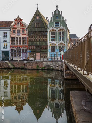 Historical houses at the Haverwerf  in the city center of Mechelen, Belgium. The Haverwerf was used for trading oats. photo