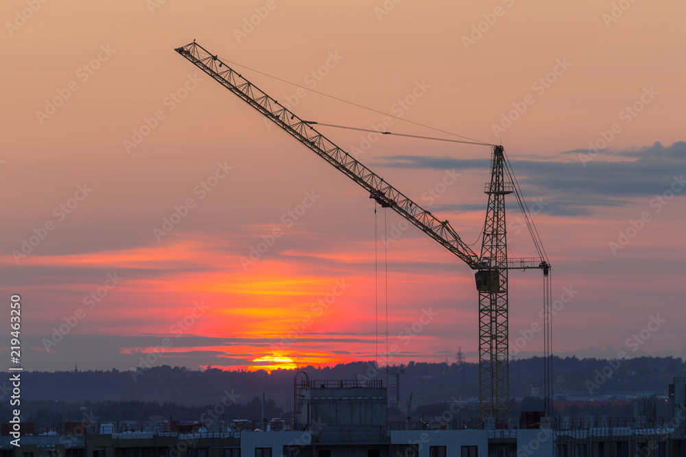 construction crane on a sunset