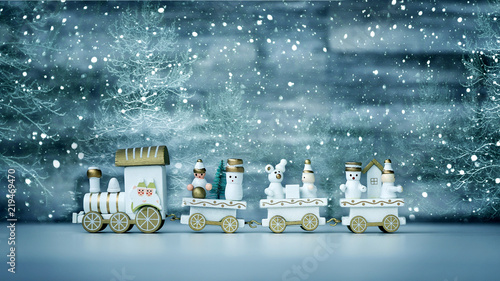 новогодний паровозик, рождественские игрушки, праздничный декор, открытка