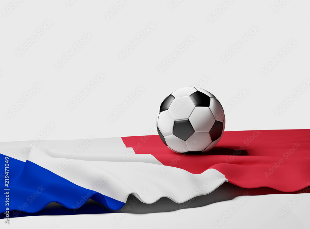 Naklejka premium France soccer ball and flag 3d-illustration