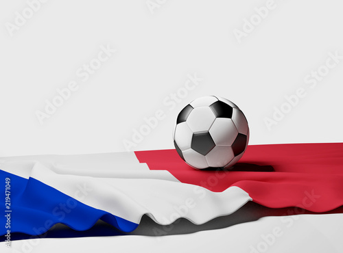 France soccer ball and flag 3d-illustration