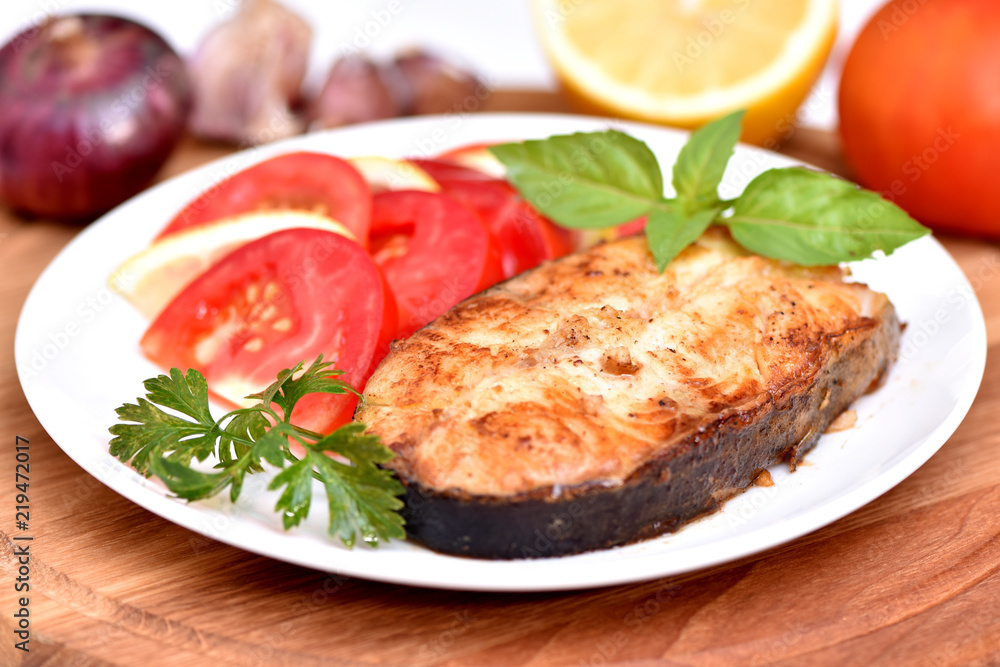 A fish dish. Mediterranean Kitchen. Healthy eating. A fish dish. Mediterranean Kitchen. Healthy eating.