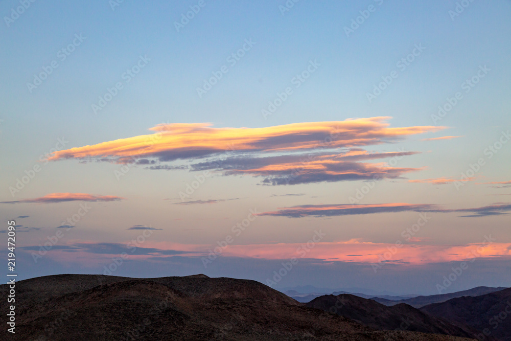 Silhouetted mountains in Death Valley at sunset, from Dante's View