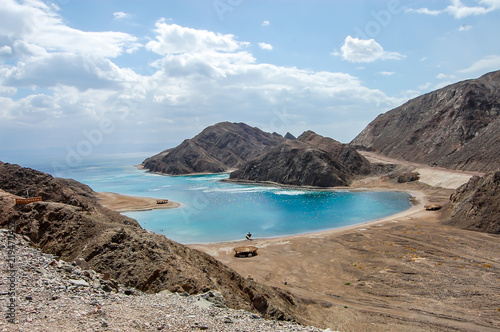 Landscape - sea and mountains, red sea, Egypt photo